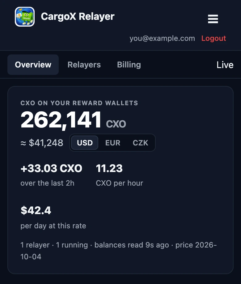 The Overview tab on a phone: CXO on your reward wallets and its growth